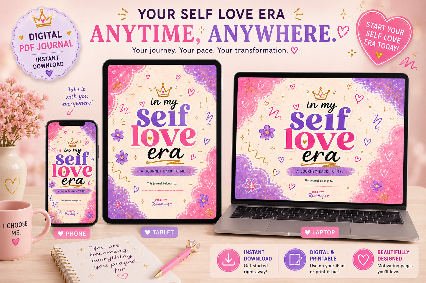 In My Self Love Era – Digital Self Love Journal + 30-Day Challenge