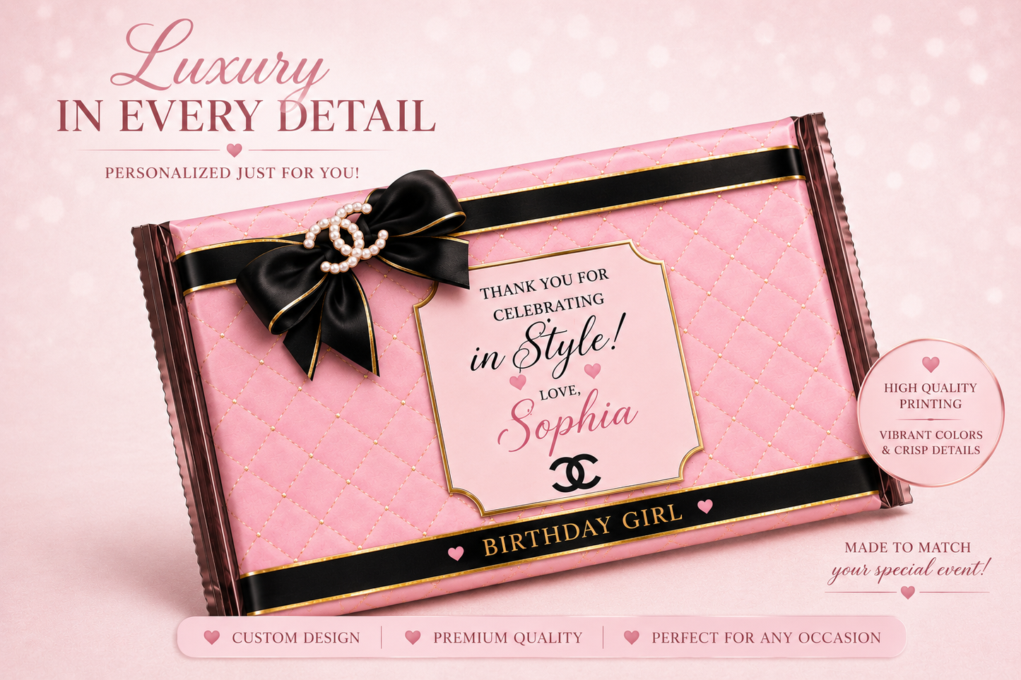 Luxury Chocolate Wrappers | Personalized Candy Bar Favors for Any Event